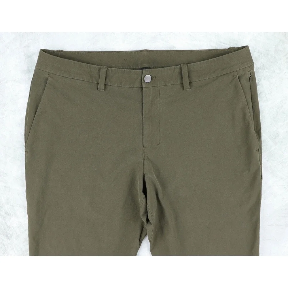 Lululemon ABC Slim-Fit Trouser Stretch Cotton VersaTwill Mens 36 Olive Green